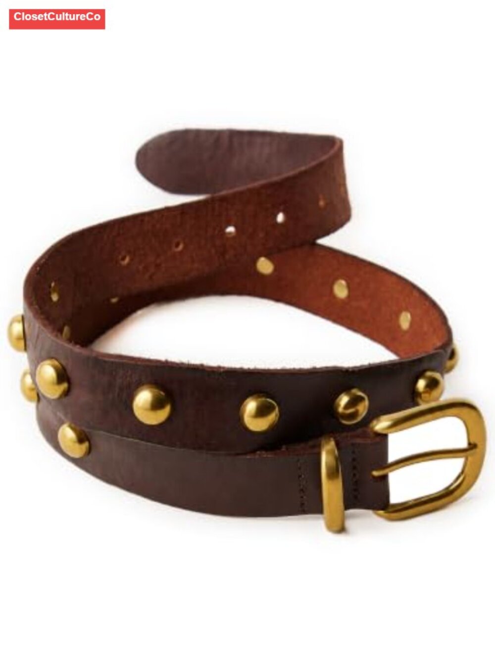 Women's Full Grain Leather Studded Belt for Jeans Pants Western Style